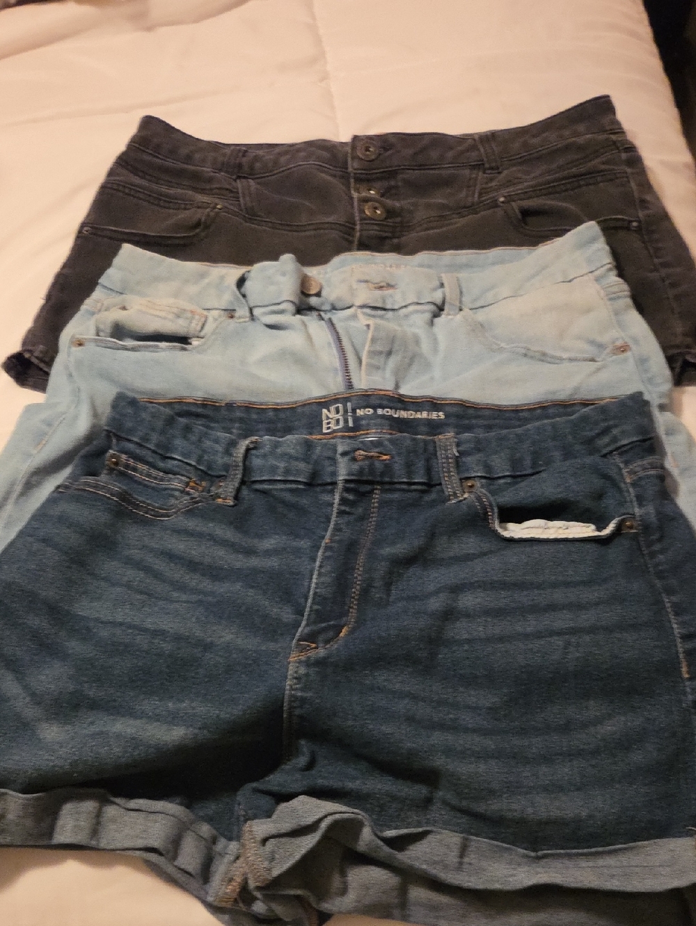 No Boundaries Denim Shorts Set - Dark Blue, Light Blue & Black Wash